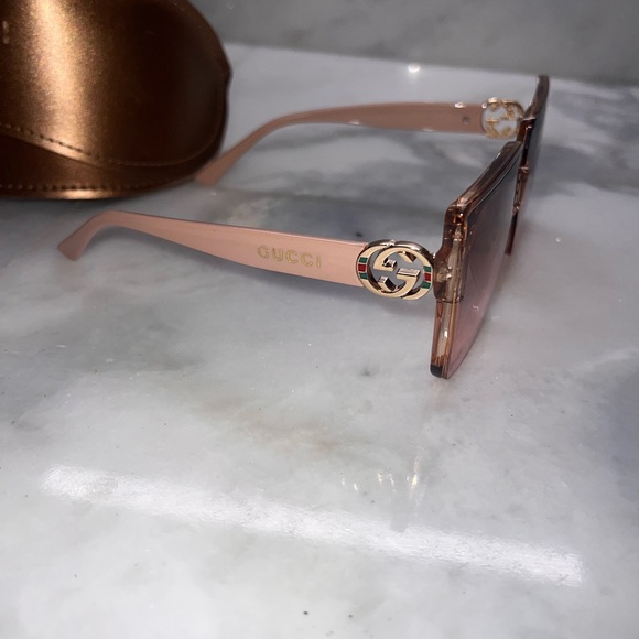 Gucci Pink and Gold Women's Sunglasses - Picture 6 of 10